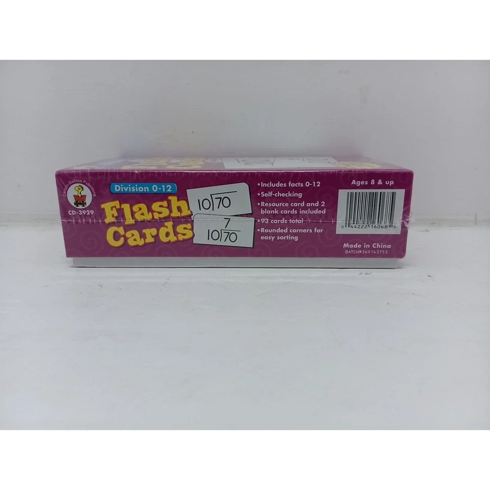 Carson Dellosa Division 0-12 Flash Cards Ages 8+ for Educational Learning fun